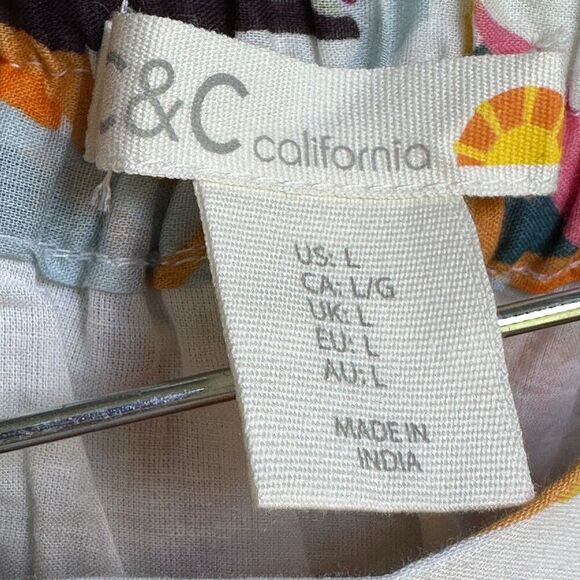 C&C California Wrap Mini Skirt Womens L Boho Resort Colorful Ruffle Embroidered - Picture 3 of 11